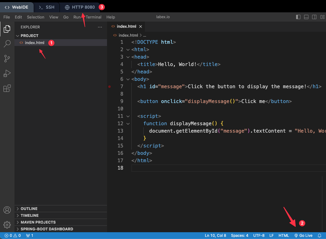HTML-Code für interaktive Schaltfläche