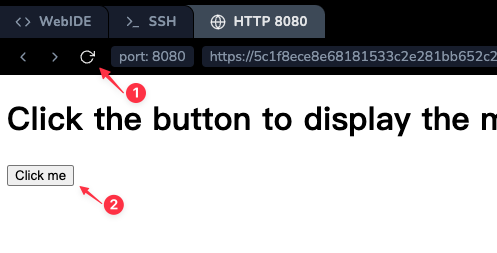 Webseite mit der Anzeige "Hello JavaScript"