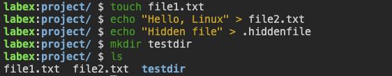 Directory contents listing output
