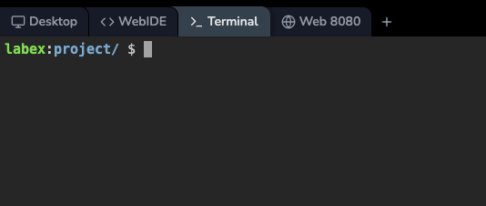 Onglet Terminal dans le menu