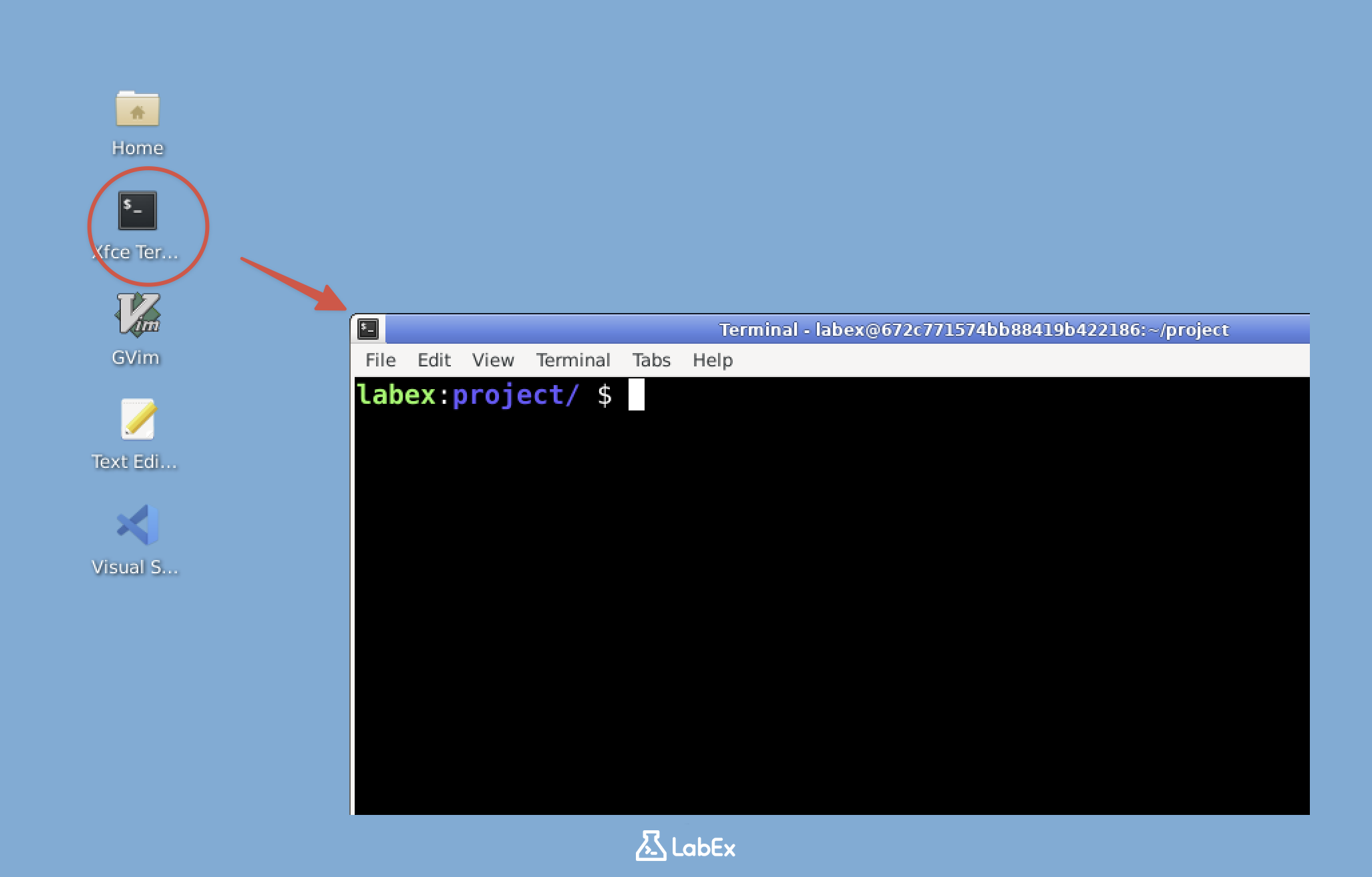 Terminal-Symbol auf dem Desktop
