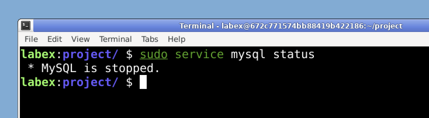 MySQL service status output