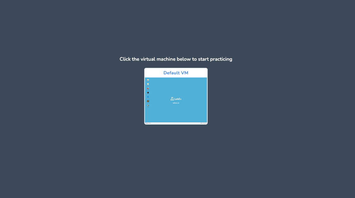 Default VM selection screen