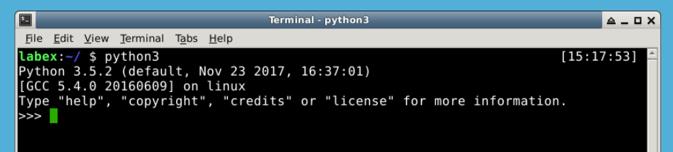 Python interpreter terminal window