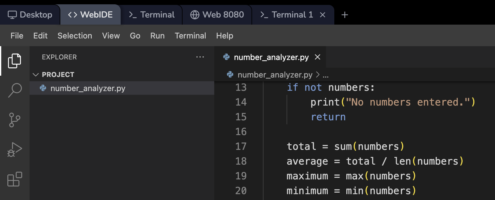 WebIDE LabEx VM interface