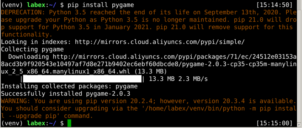 安装 pygame 包