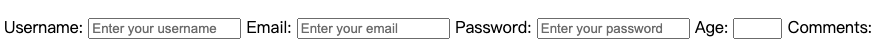 HTML form text input elements example