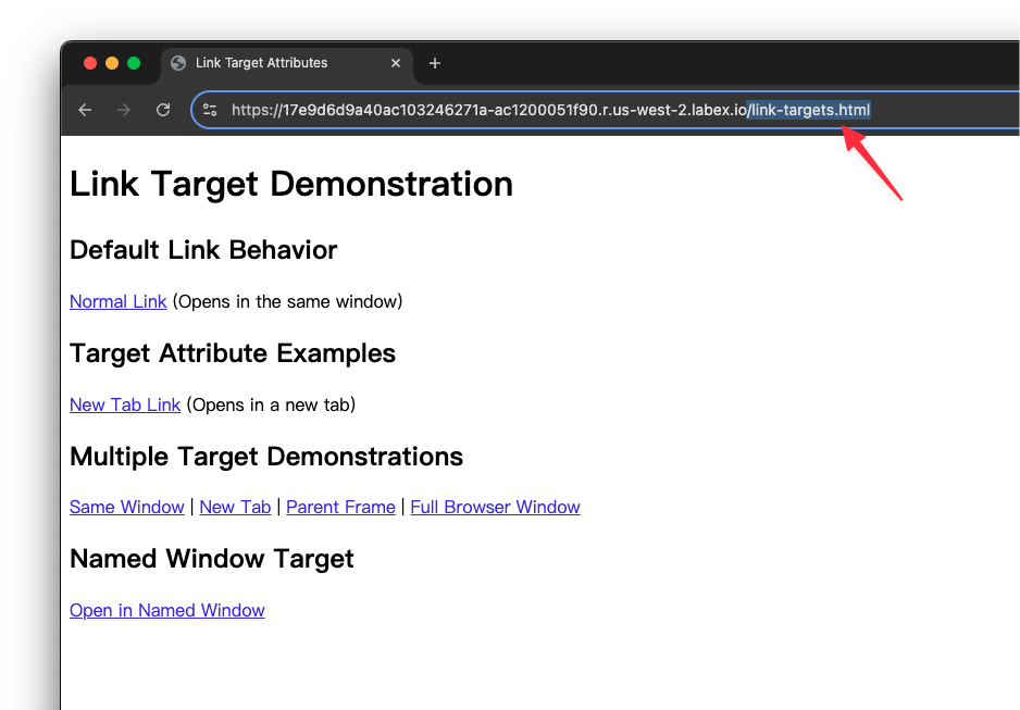 Link target attributes demo