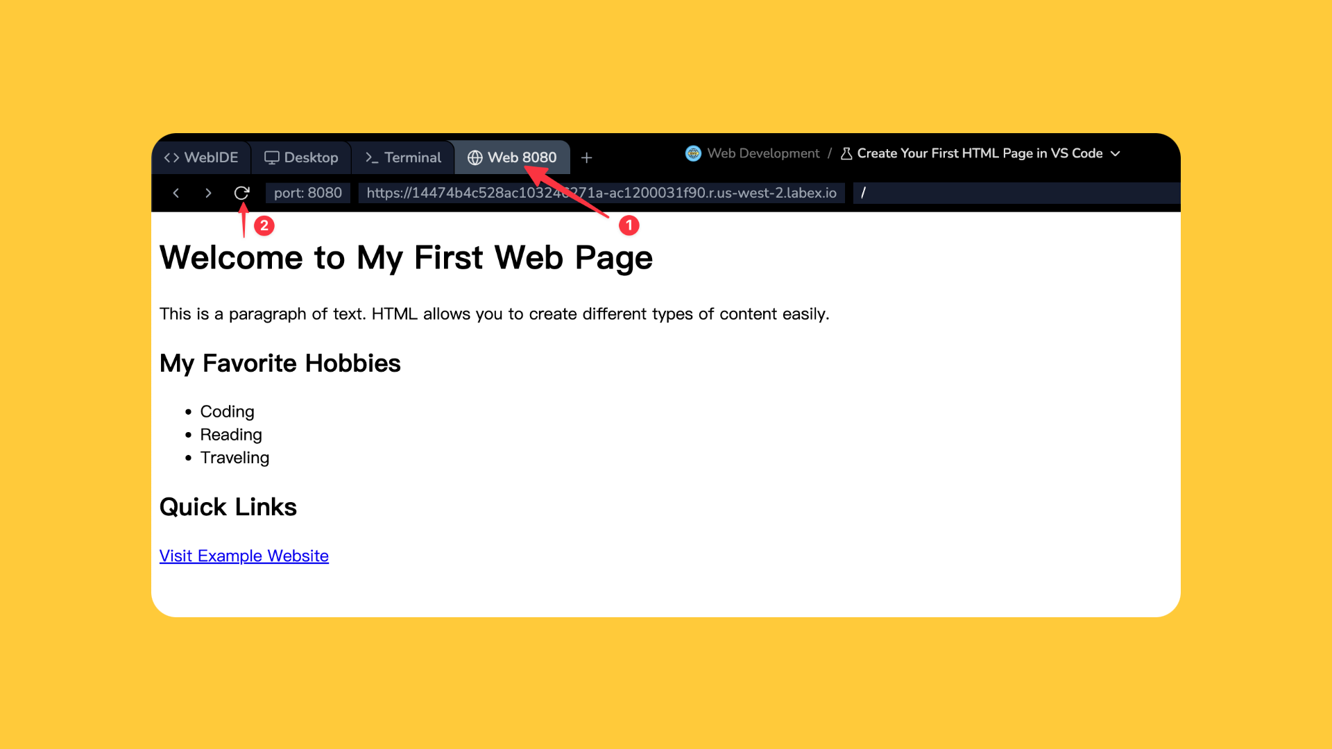 WebIDE Web 8080 tab preview