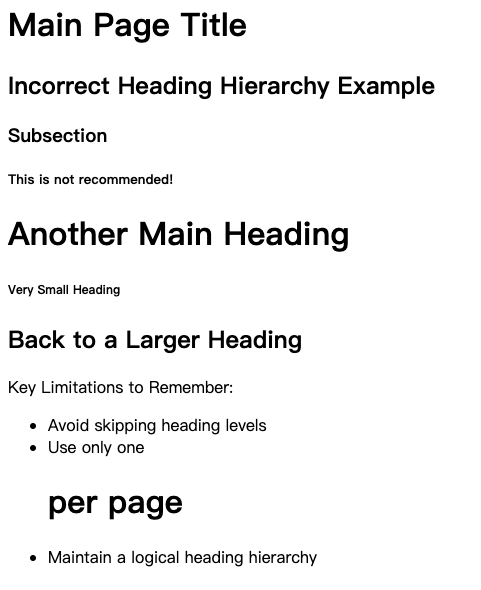 Inconsistent heading hierarchy example
